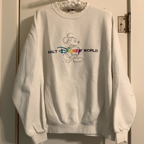 Disney Tops - Walt Disney World White Unisex Sweatshirt with Rainbow Logo, EUC, Wmn’s L - Mn S